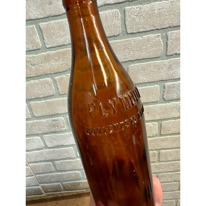 Vintage Plymouth Wis Brewing Co Amber Brown Beer Bottle 15oz Empty