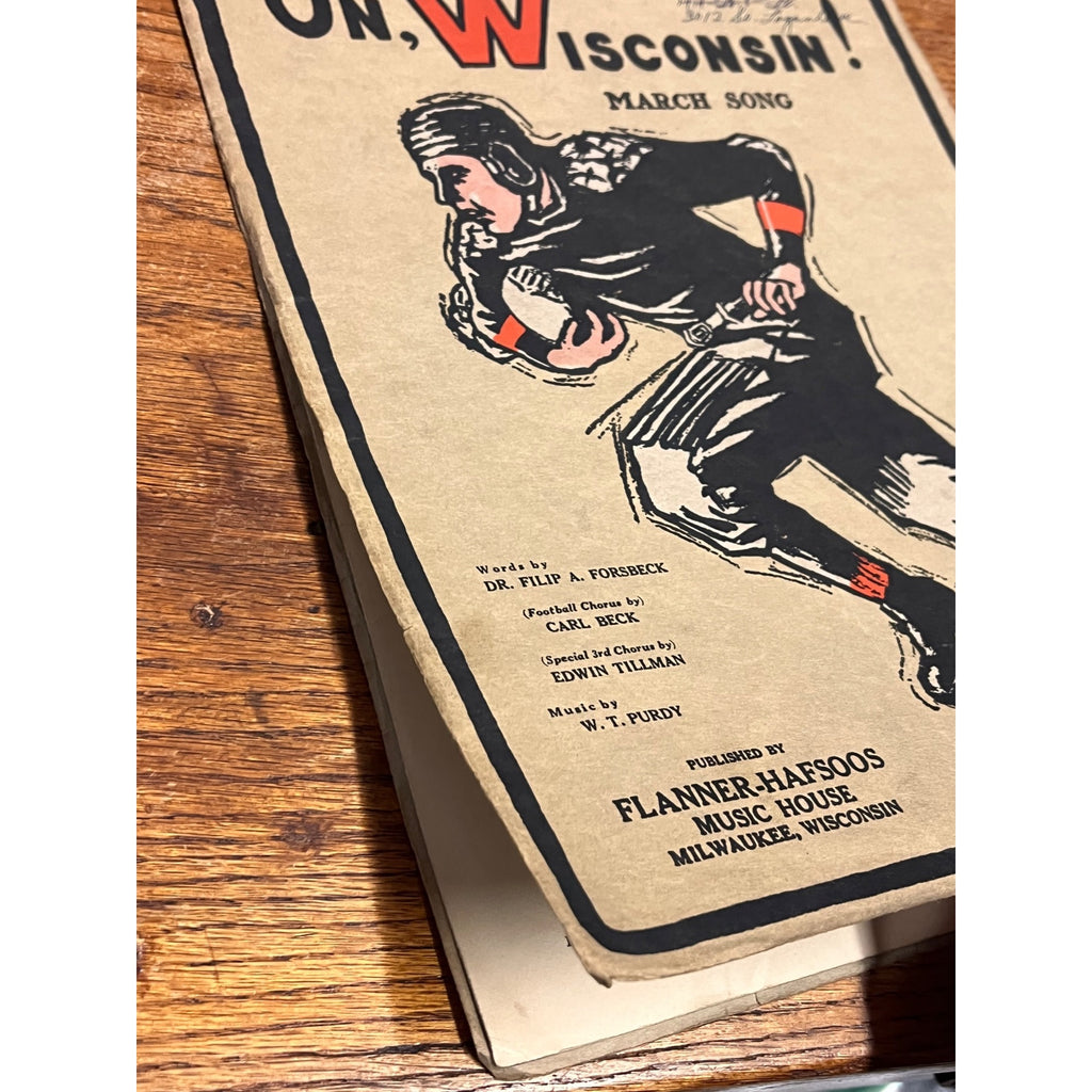 Vintage 1930s "On, Wisconsin" March Song Sheet Music Carl Beck Football UW Madison