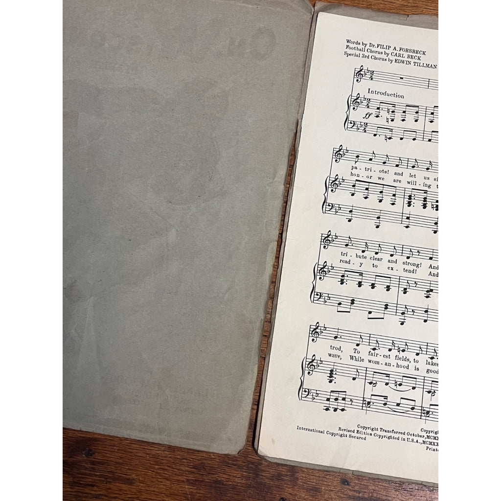 Vintage 1930s "On, Wisconsin" March Song Sheet Music Carl Beck Football UW Madison