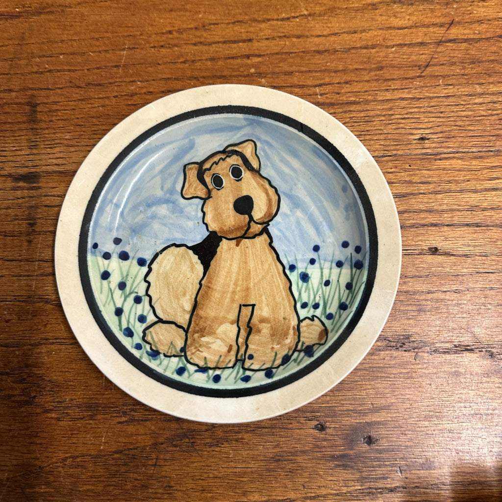 Pair (2) Karen Donleavy  Airedale Terrier Dessert Plates Ceramic Dog KD 6.75" Dia