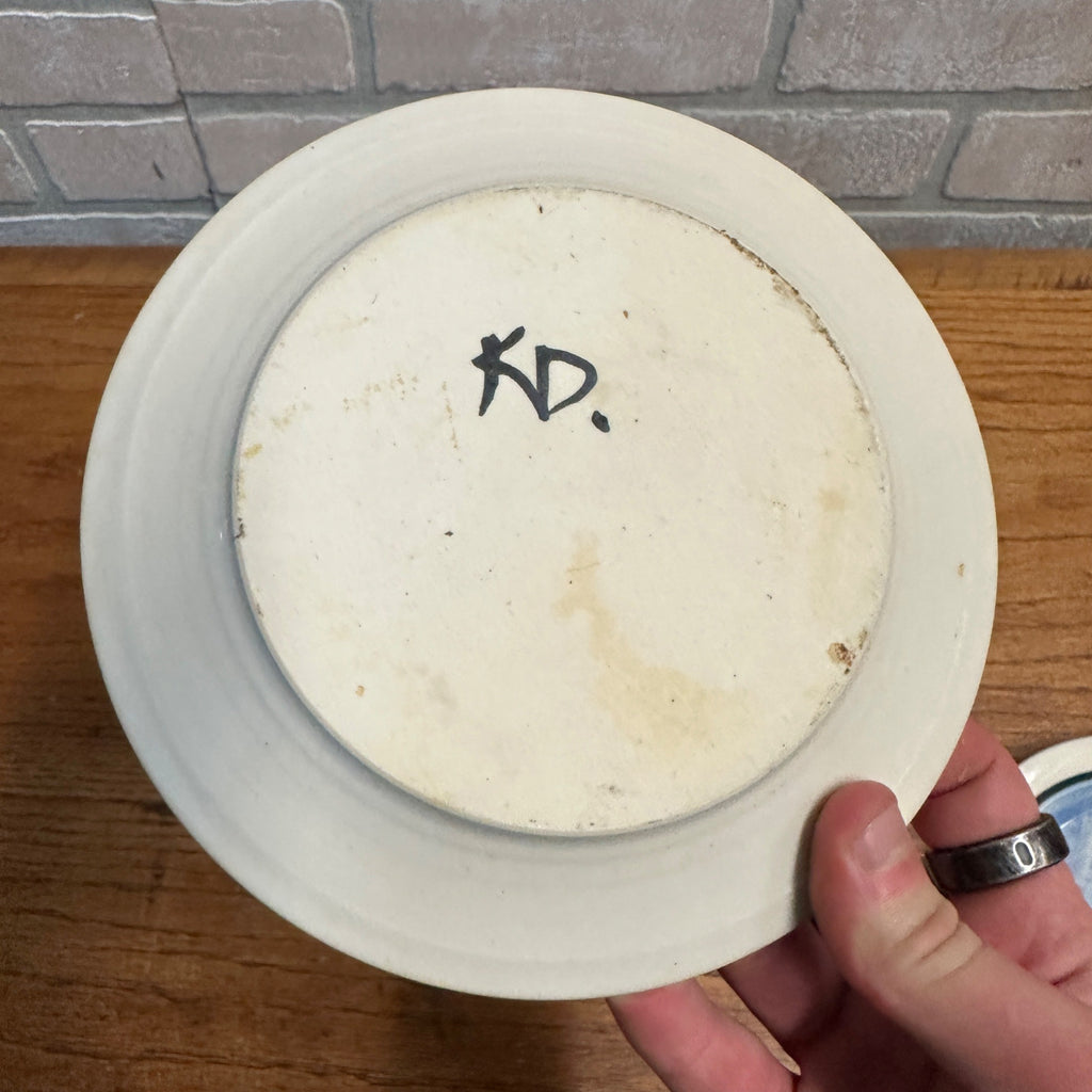 Pair (2) Karen Donleavy  Airedale Terrier Dessert Plates Ceramic Dog KD 6.75" Dia