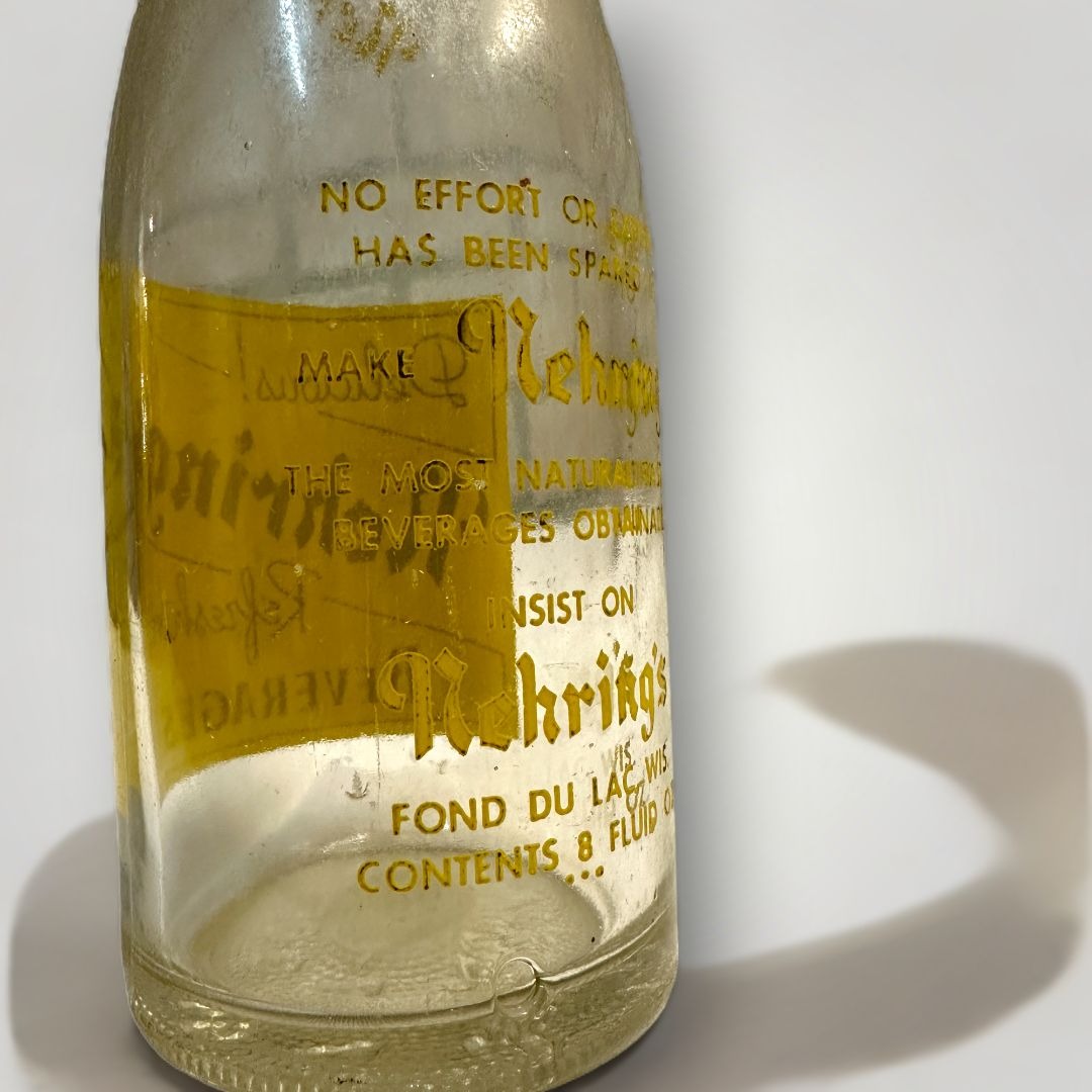 Vintage 1950s Nehring's Beverages Glass Soda Bottle 8oz Fond du Lac Wis