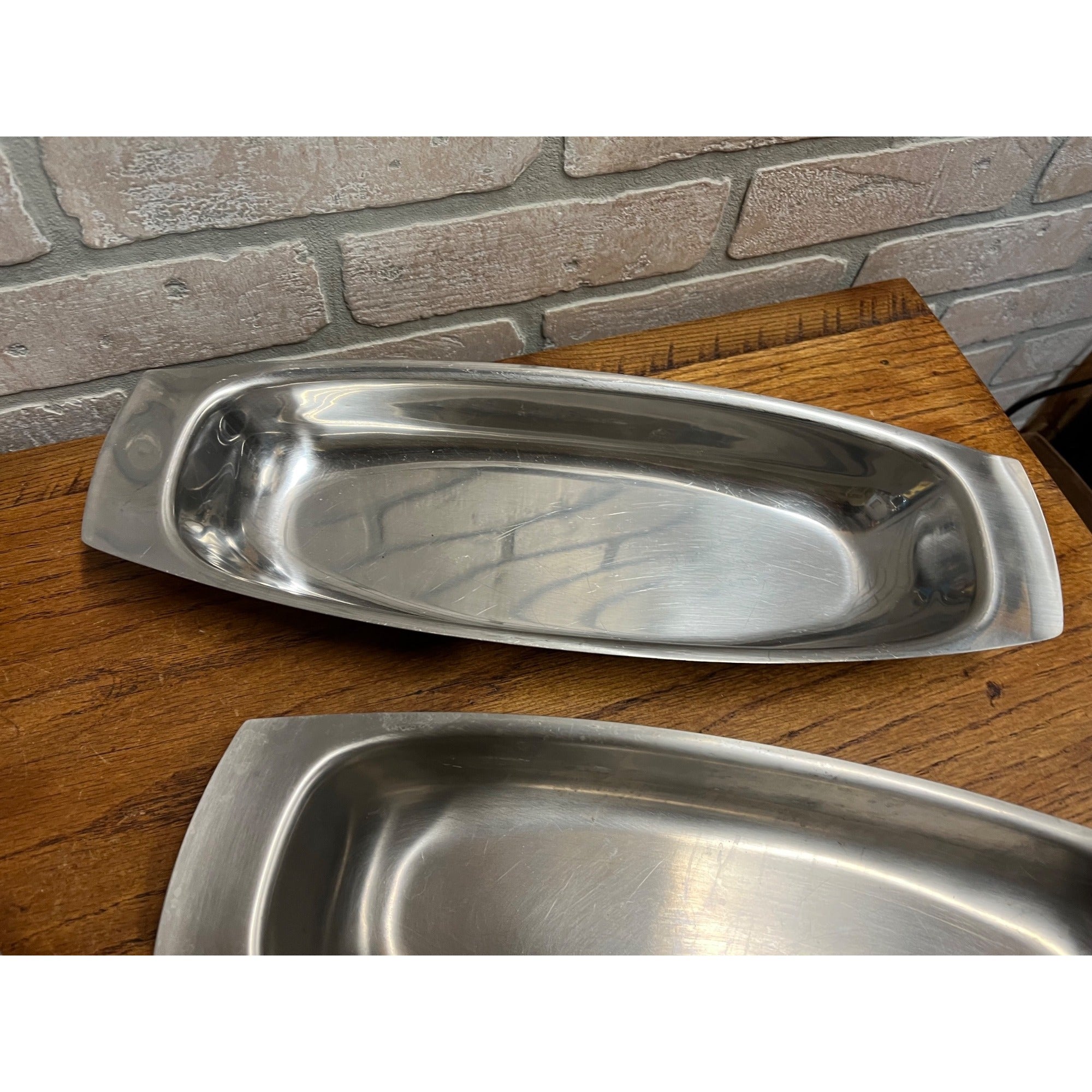 Vintage MCM Stainless Steel Serving Tray Platter Robert Welch Old Hall Set 5