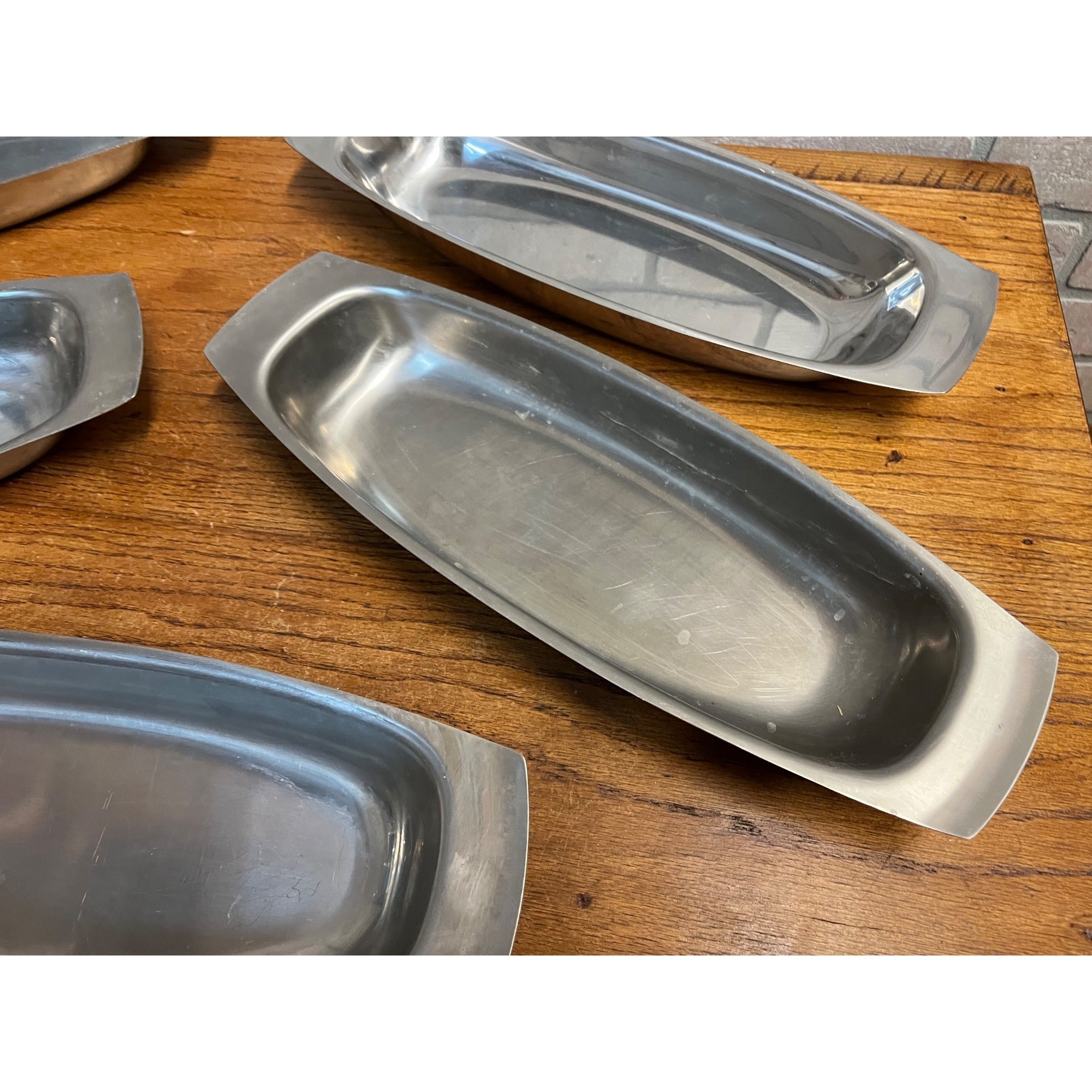 Vintage MCM Stainless Steel Serving Tray Platter Robert Welch Old Hall Set 5