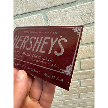 RARE Antique Early 1920s Hershey's Chocolate Bar Wrapper - Sustaining than Meat