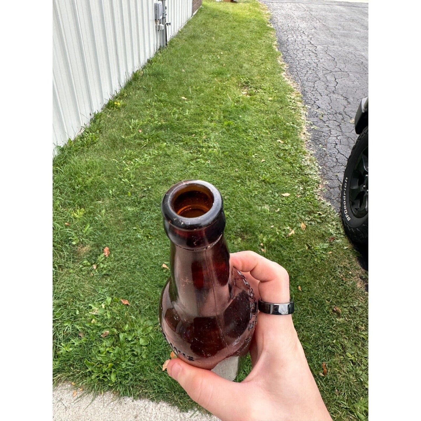 Vintage J. Steger & Co. Amber Brown Beer Bottle Mayville Wis