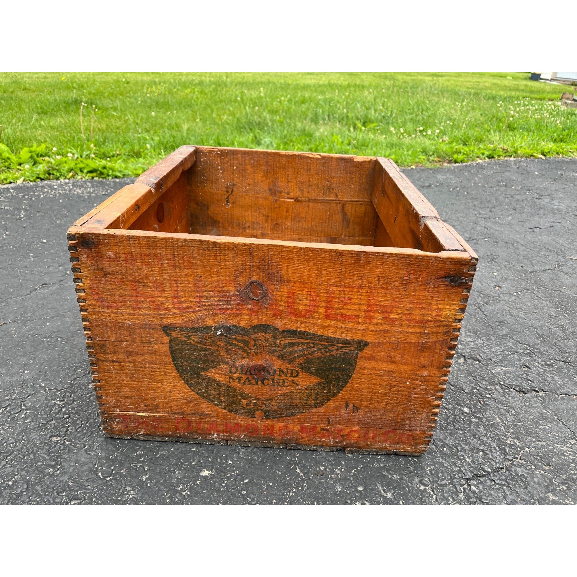 Antique 1900s The Diamond Match Co. Wooden Large Advertising Crate Zinke Fond du Lac Wis