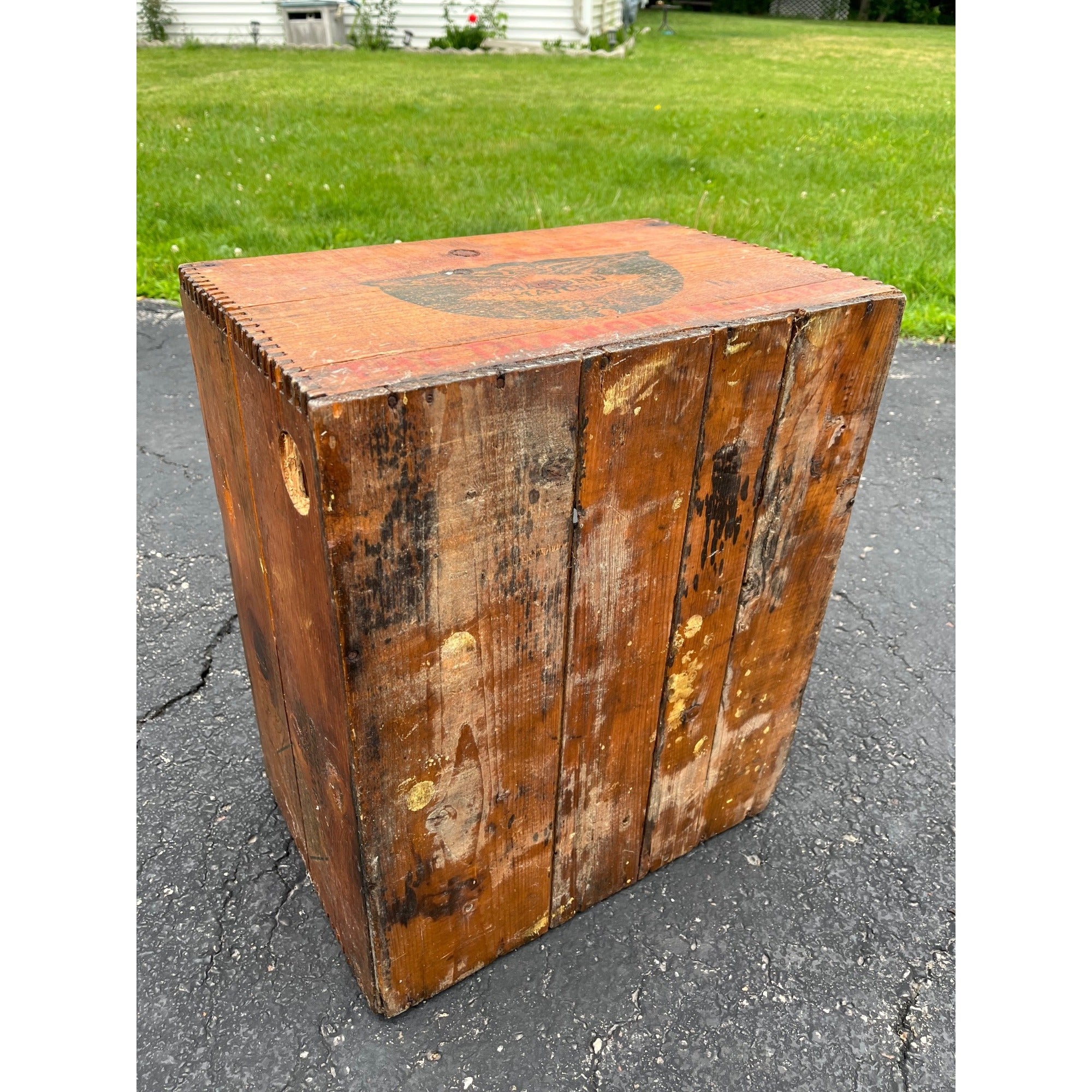 Antique 1900s The Diamond Match Co. Wooden Large Advertising Crate Zinke Fond du Lac Wis
