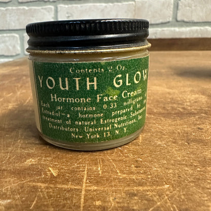 Vintage 1920s Youth Glow Hormone Face Cream Universal Nutritions Inc NY Jar