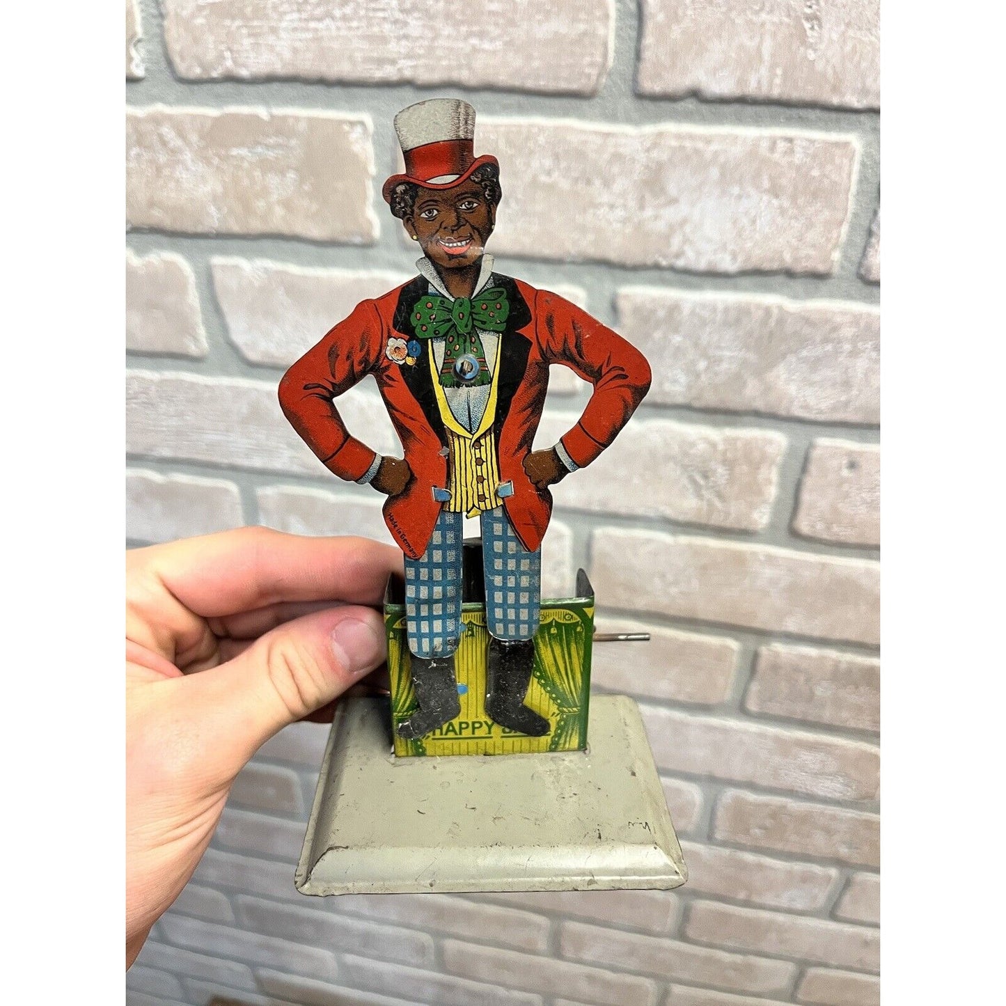 RARE Vintage Wilhelm Krauss Happy Jack Tin Litho Stage Dancer Toy - Germany