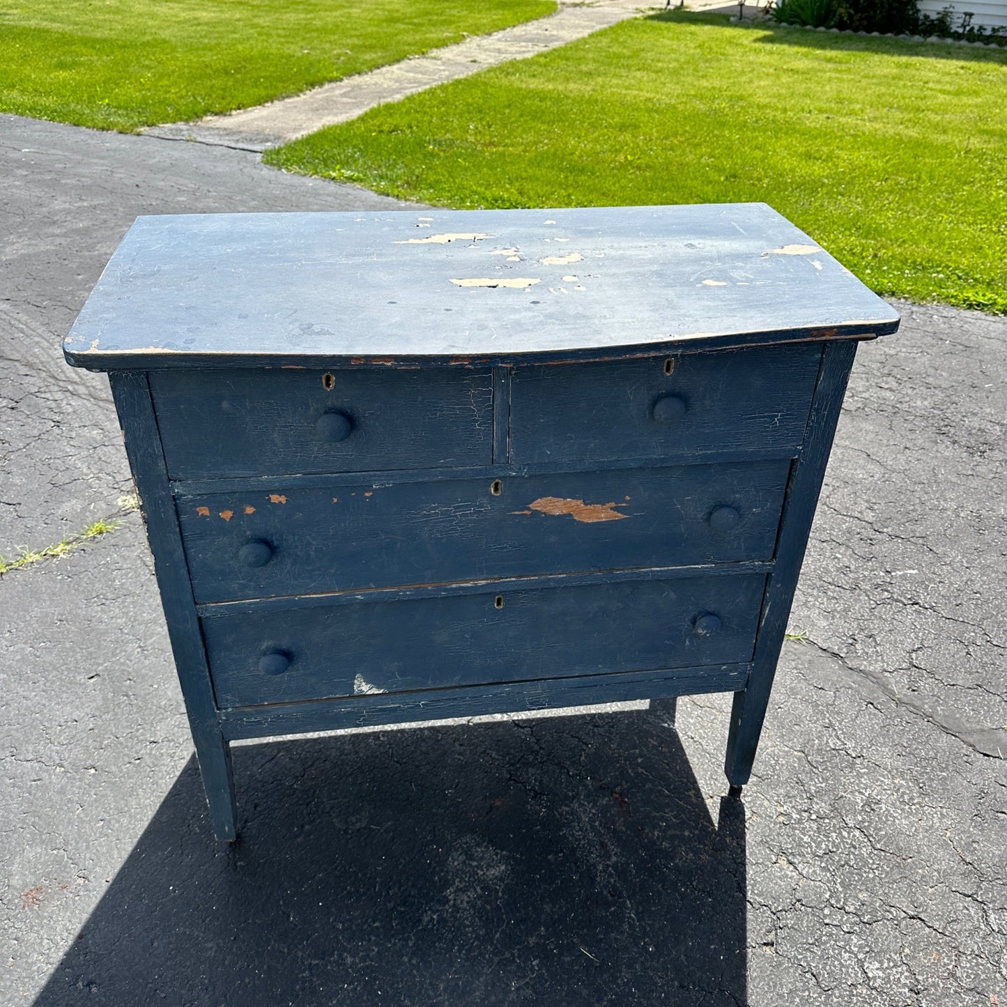 Antique Vintage Dresser Farmhouse Rustic Chippy Shabby Blue Paint