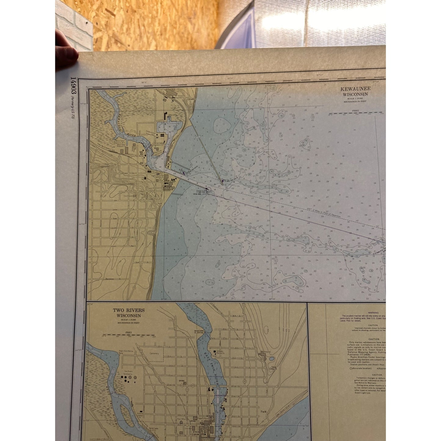 Vintage 1975 Lake Michigan Algoma Sheboygan Ship Route Wisconsin Map Poster 48x37"