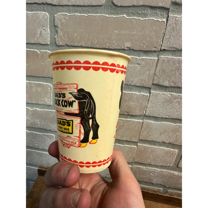 VINTAGE DAD'S ROOT BEER BLACK COW ADVERTISING WAX PAPER CUP