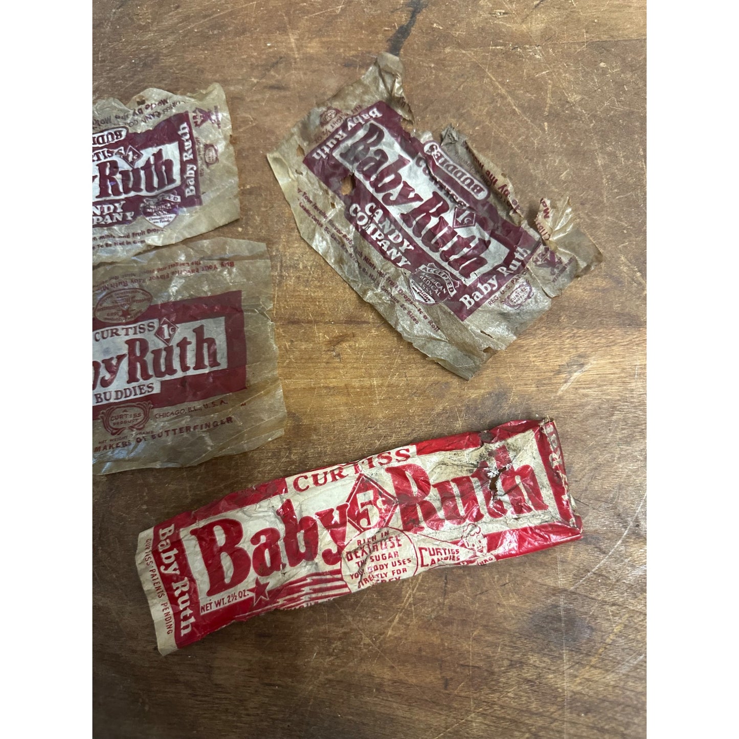 Vintage 1920s-30s Baby Ruth Candy Bar Wax Wrappers Babe Ruth Baseball Curtiss