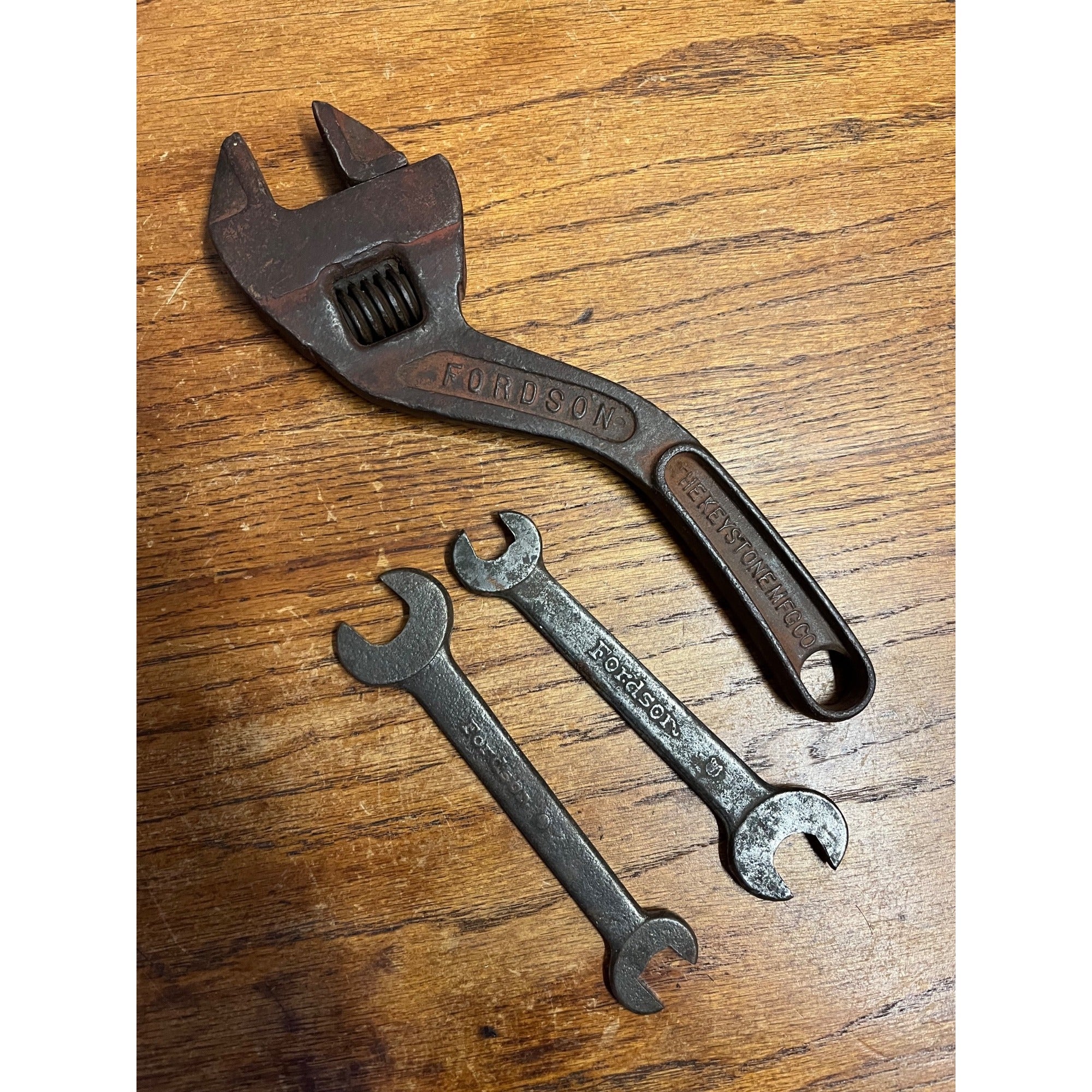 Vintage Ford Fordson Tractor Wrenches Lot (3) Adjustable Offset S-Curved Handle