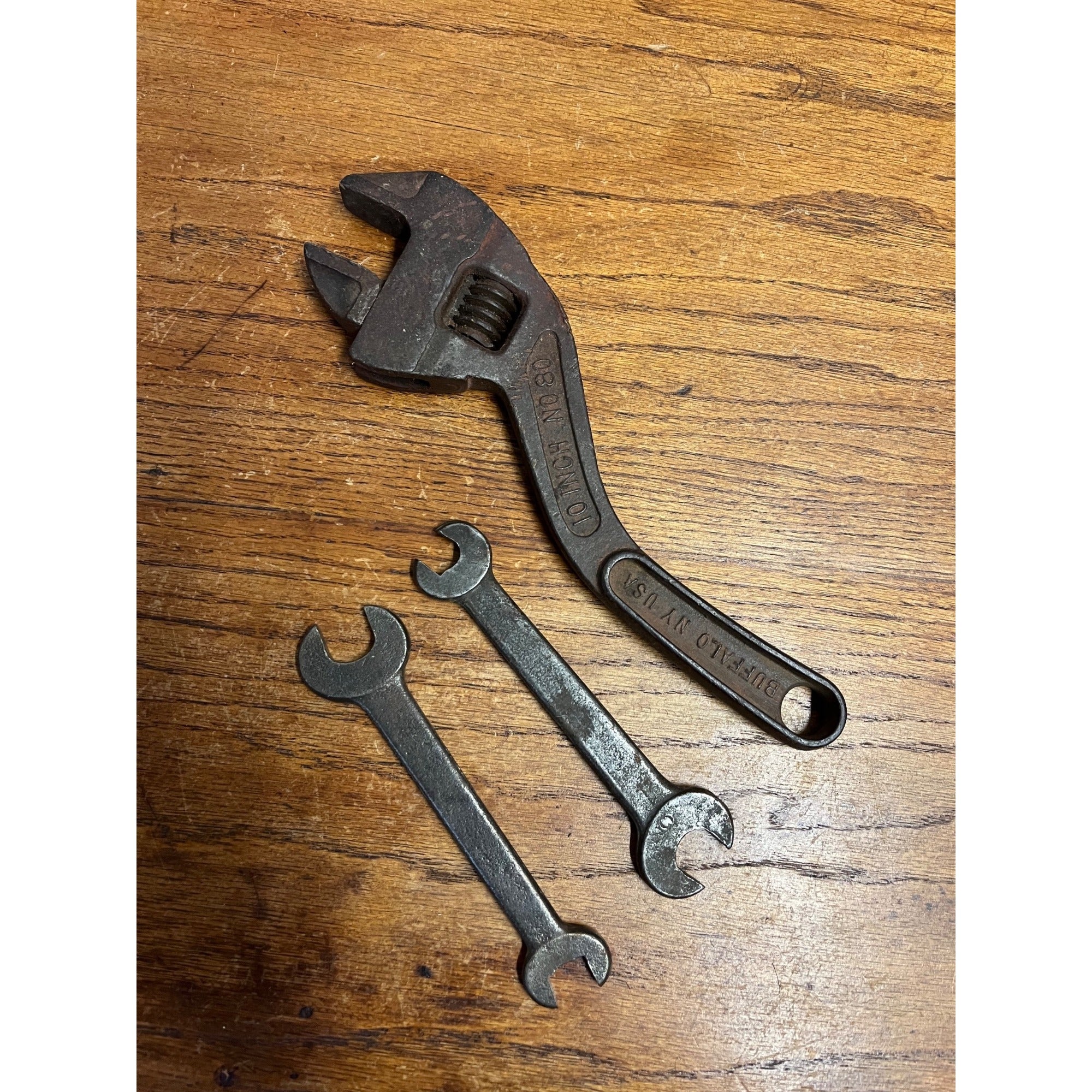 Vintage Ford Fordson Tractor Wrenches Lot (3) Adjustable Offset S-Curved Handle