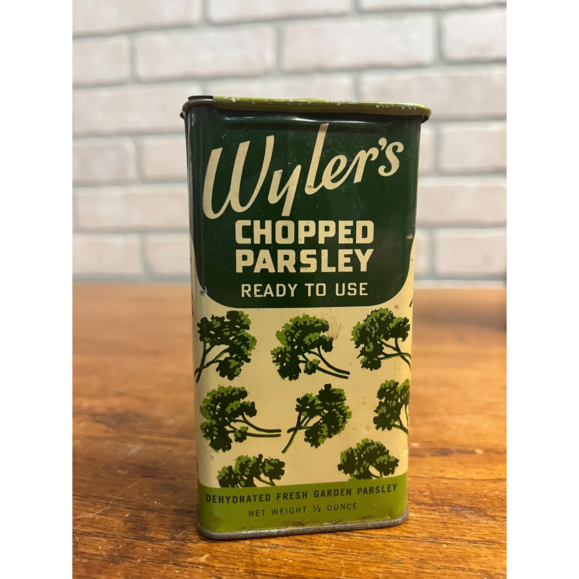 Vintage Wylers Chopped Parsley Chicago IL Illinois Spice Tin Kitchen Decor