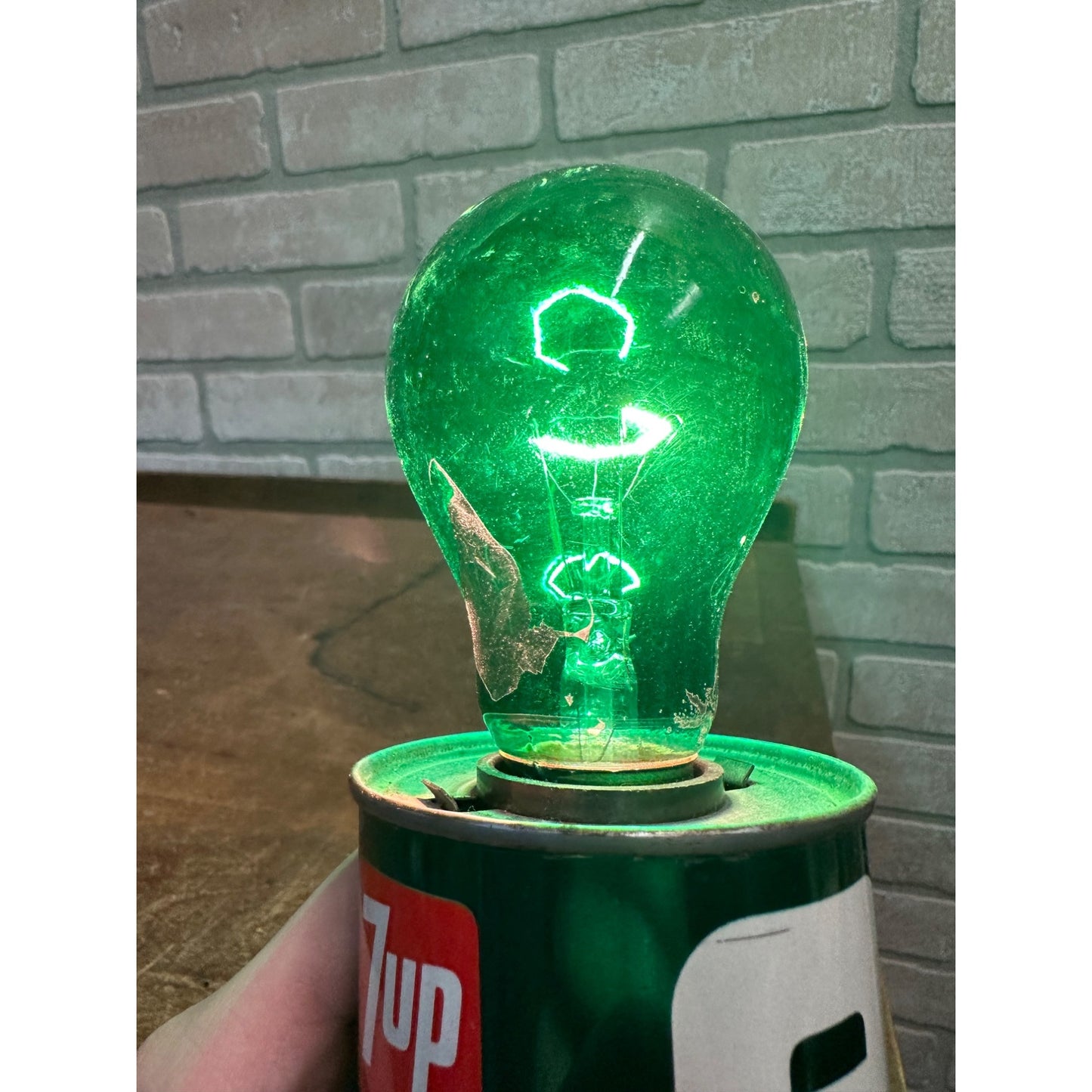 7 UP LAMP CAN LIGHT VTG 1970'S 7UP THE UNCOLA GREEN BULB RARE VHTF RETRO COOL!