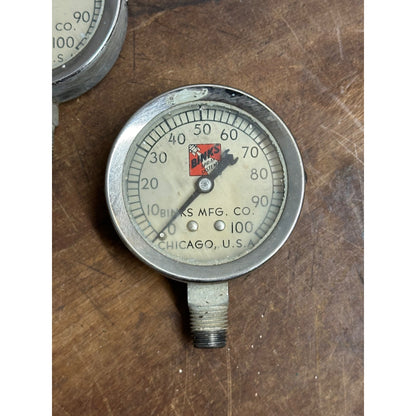Vintage Binks Spray System 0-100 Gauges Lot (2) Industrial Steampunk
