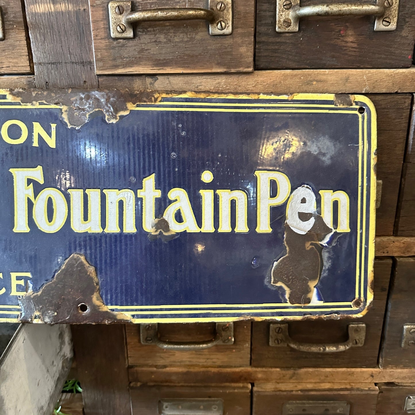 Vintage Waterman’s Fountain Pen Porcelain Advertising Sign