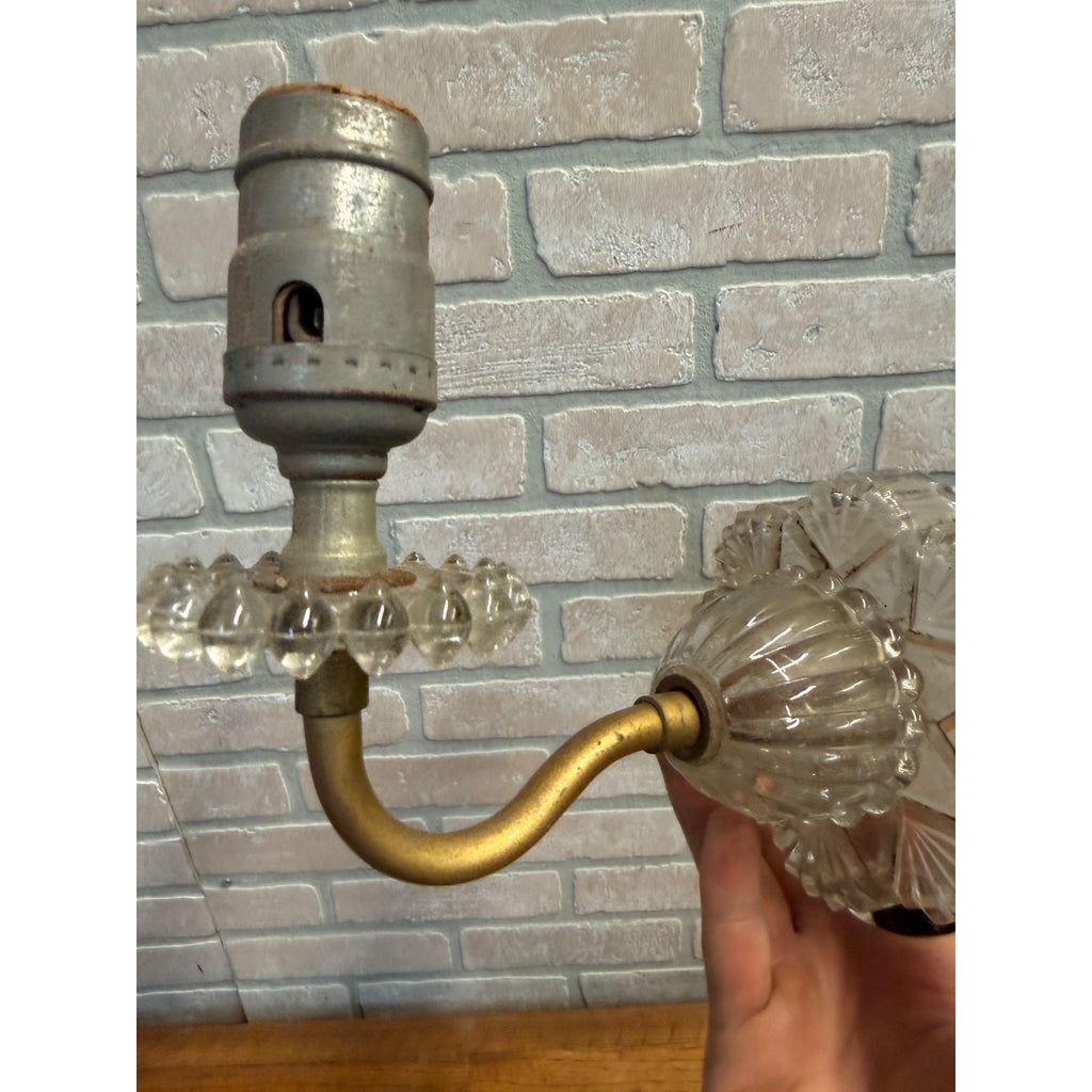 Vintage Glass & Brass Wall Sconce Lamp Fixture Art Deco Design Restorers Project