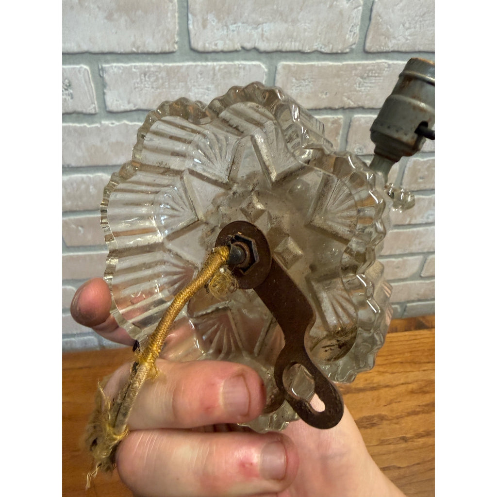 Vintage Glass & Brass Wall Sconce Lamp Fixture Art Deco Design Restorers Project