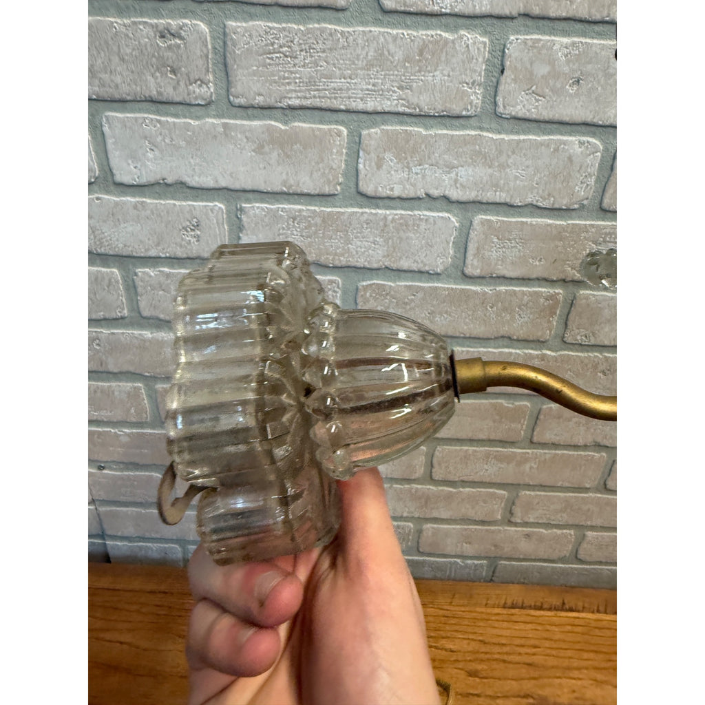 Vintage Glass & Brass Wall Sconce Lamp Fixture Art Deco Design Restorers Project