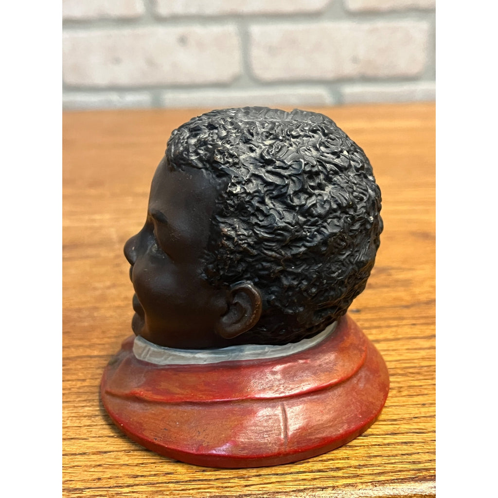 Antique Black Americana Bisque Paperweight Figural Head African American Boy