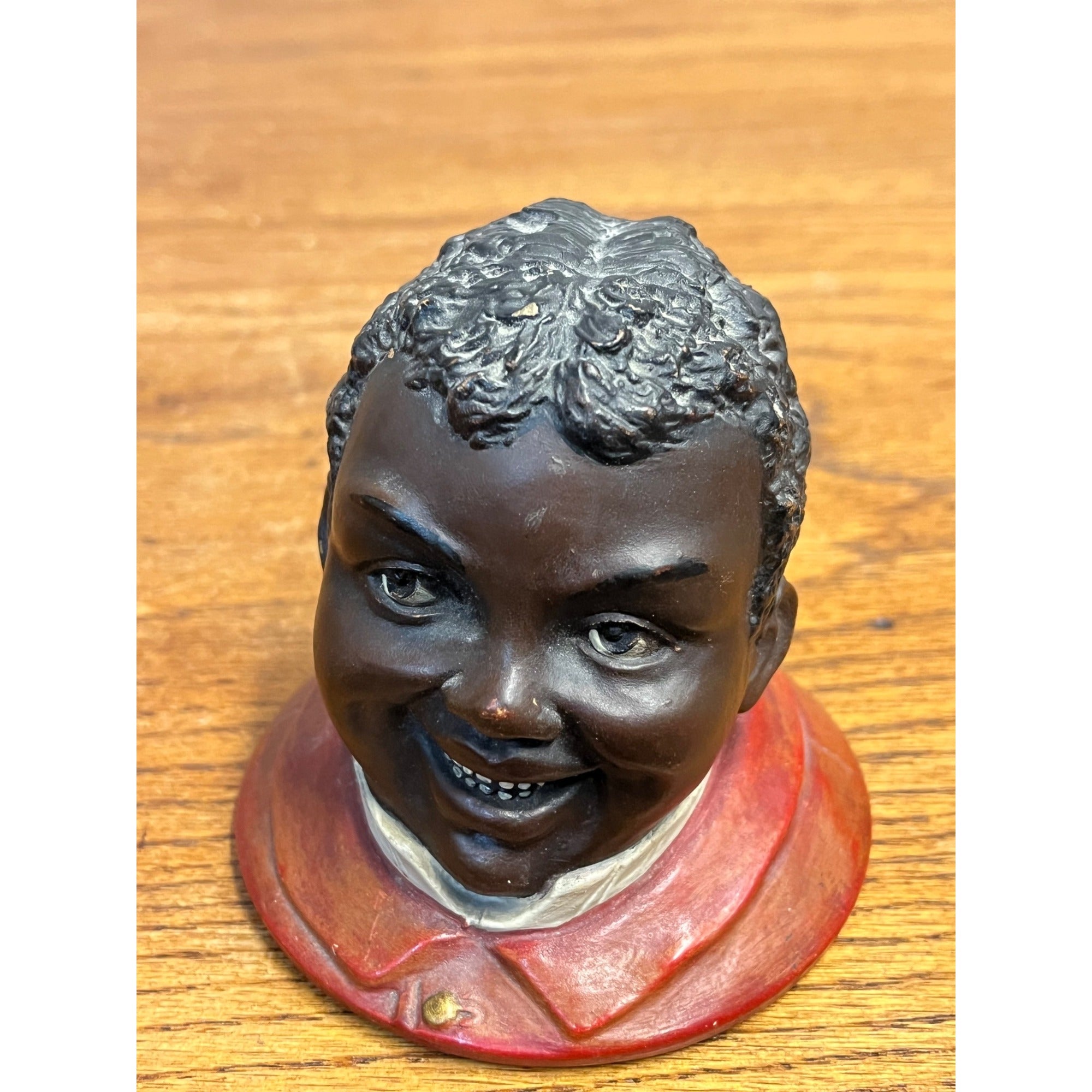 Antique Black Americana Bisque Paperweight Figural Head African American Boy