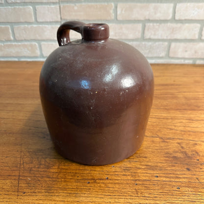 Antique Brown Glazed Smooth Shoulder Whiskey Moonshine Jug Crock Stoneware