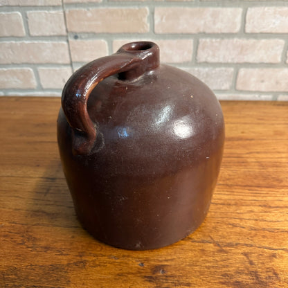 Antique Brown Glazed Smooth Shoulder Whiskey Moonshine Jug Crock Stoneware