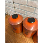 Vintage 1960s MCM West Bend Orange Black Kitchen Canister Set 5pc Nesting Retro