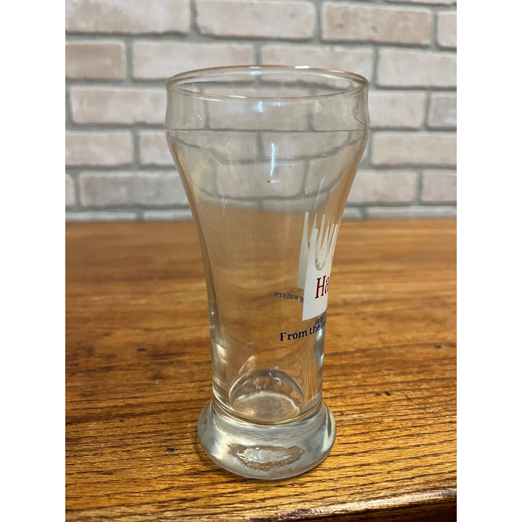 Vintage Hamm’s Beer Pilsner Glass 5-5/8" Tall White Crown Barware Sky Blue Waters