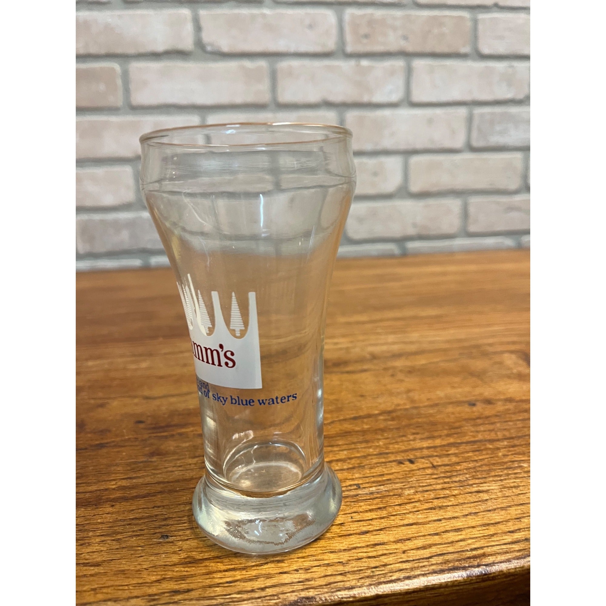 Vintage Hamm’s Beer Pilsner Glass 5-5/8" Tall White Crown Barware Sky Blue Waters