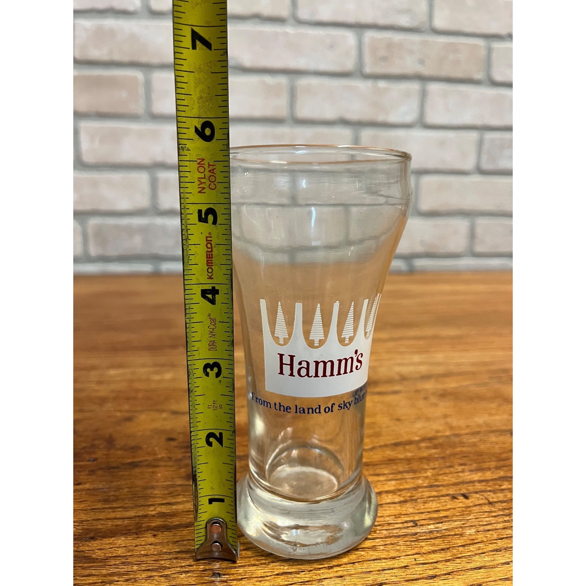 Vintage Hamm’s Beer Pilsner Glass 5-5/8" Tall White Crown Barware Sky Blue Waters