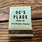 Vintage Advertising Matchbook - OCs Place Overbrook Kansas Tavern Bar