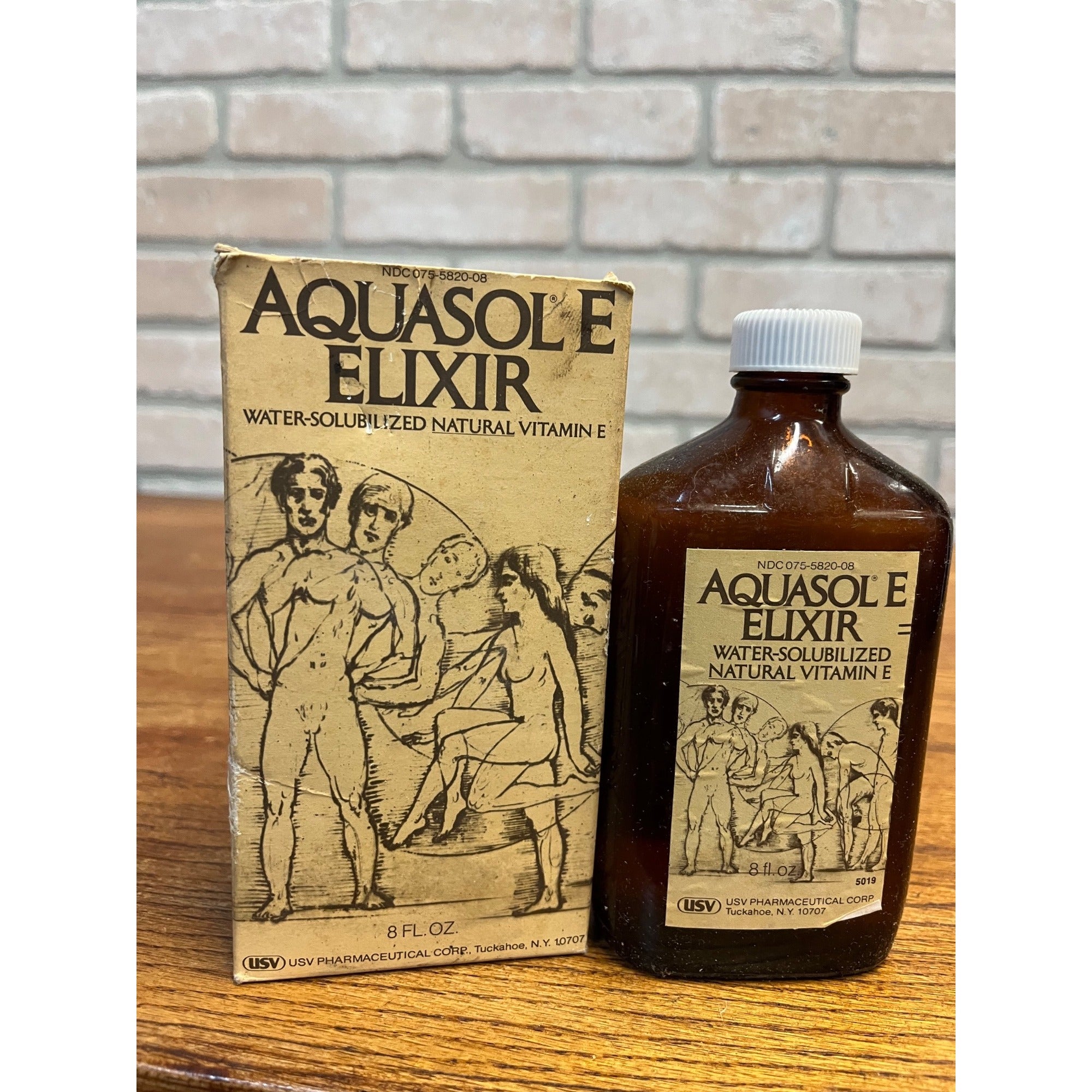 Vintage Aquasol Aquasole Elixir Bottle and Box Medicine Collectible
