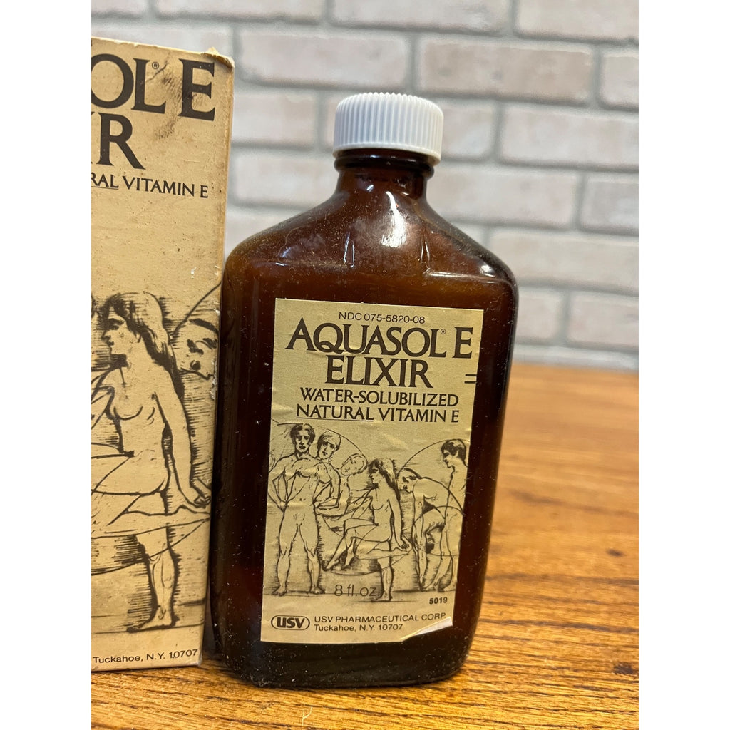Vintage Aquasol Aquasole Elixir Bottle and Box Medicine Collectible