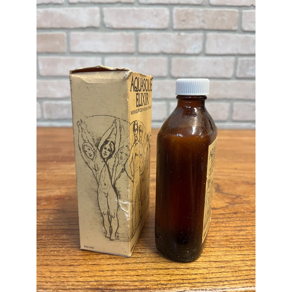 Vintage Aquasol Aquasole Elixir Bottle and Box Medicine Collectible