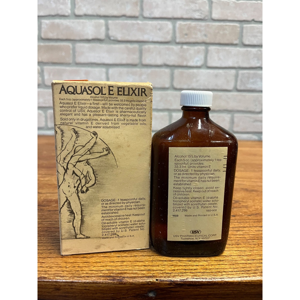 Vintage Aquasol Aquasole Elixir Bottle and Box Medicine Collectible
