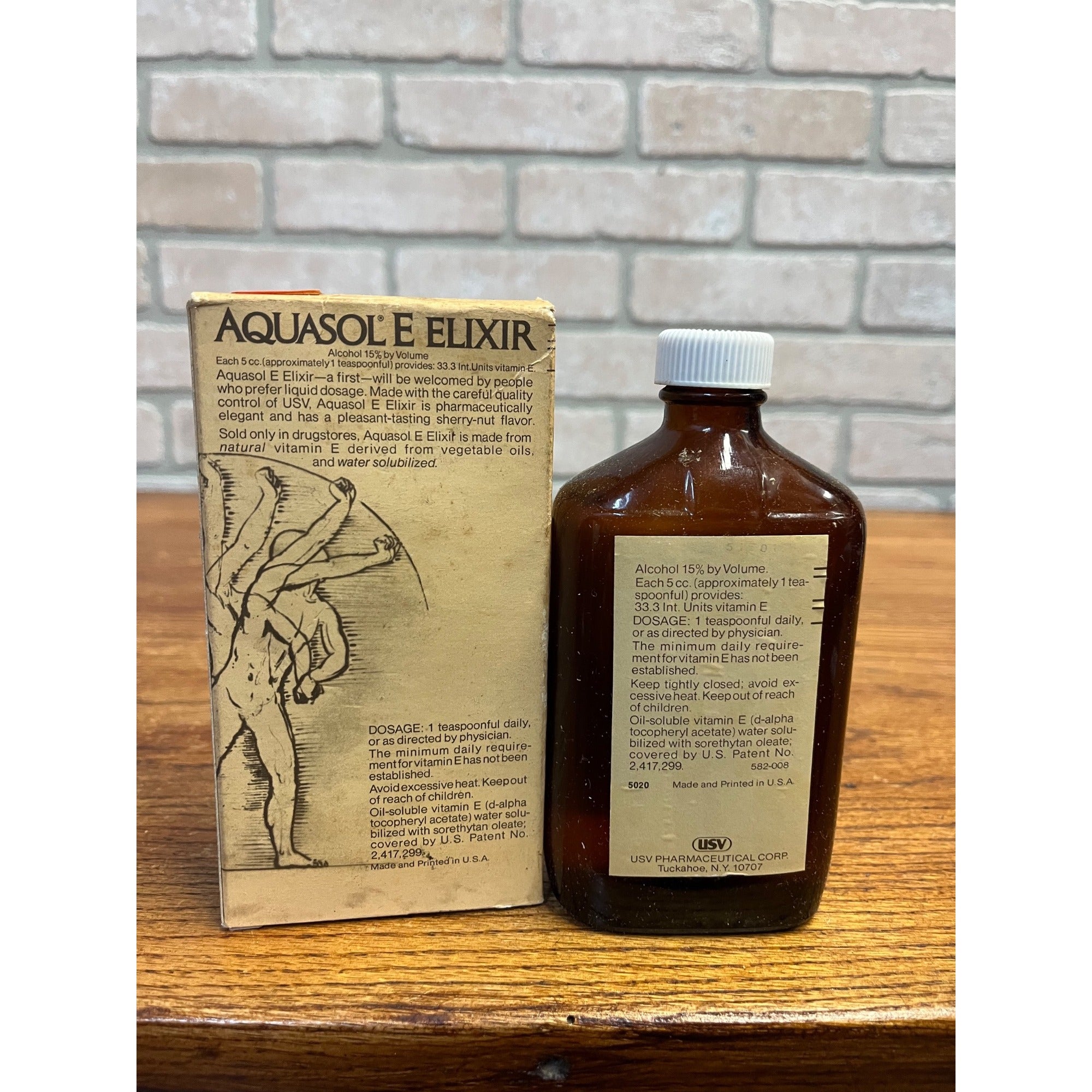 Vintage Aquasol Aquasole Elixir Bottle and Box Medicine Collectible