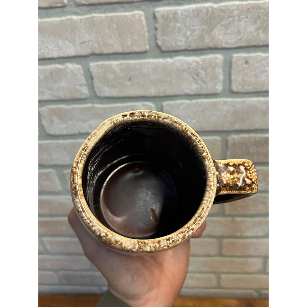 Vintage Large Brown Drip Glaze 1960's Wisconsin State University Oshkosh Ceramic Stein Or Tankard Mug WSU