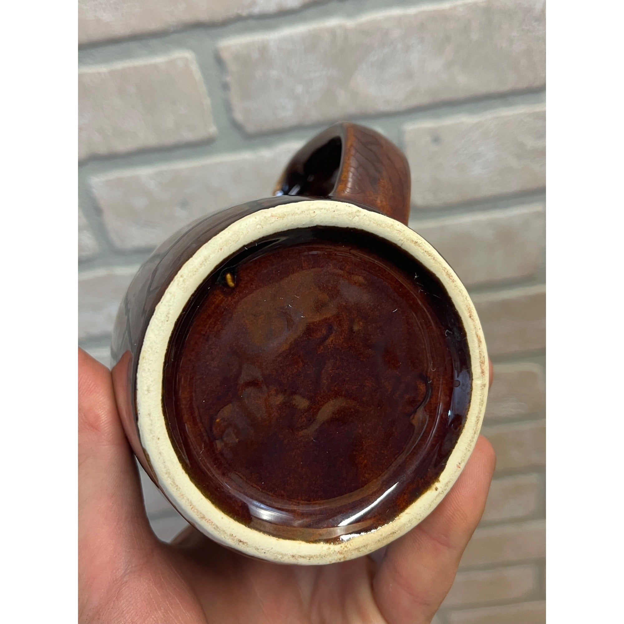 Vintage Large Brown Drip Glaze 1960's Wisconsin State University Oshkosh Ceramic Stein Or Tankard Mug WSU