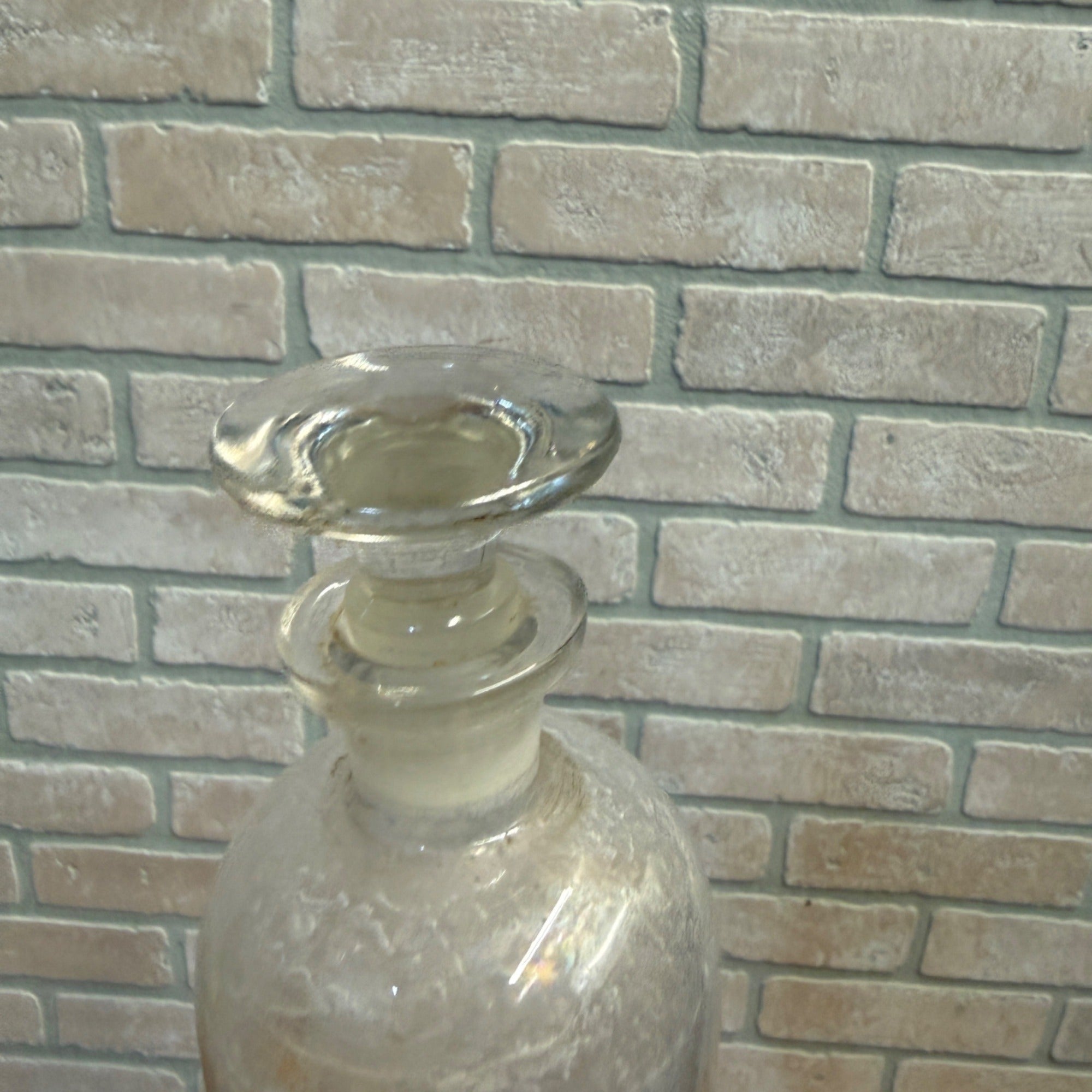 Vintage Glass Pharmacy Apothecary Bottle With Stopper and Glass Label Reading AQ. Menth. Pip. (Tincture of Peppermint)
