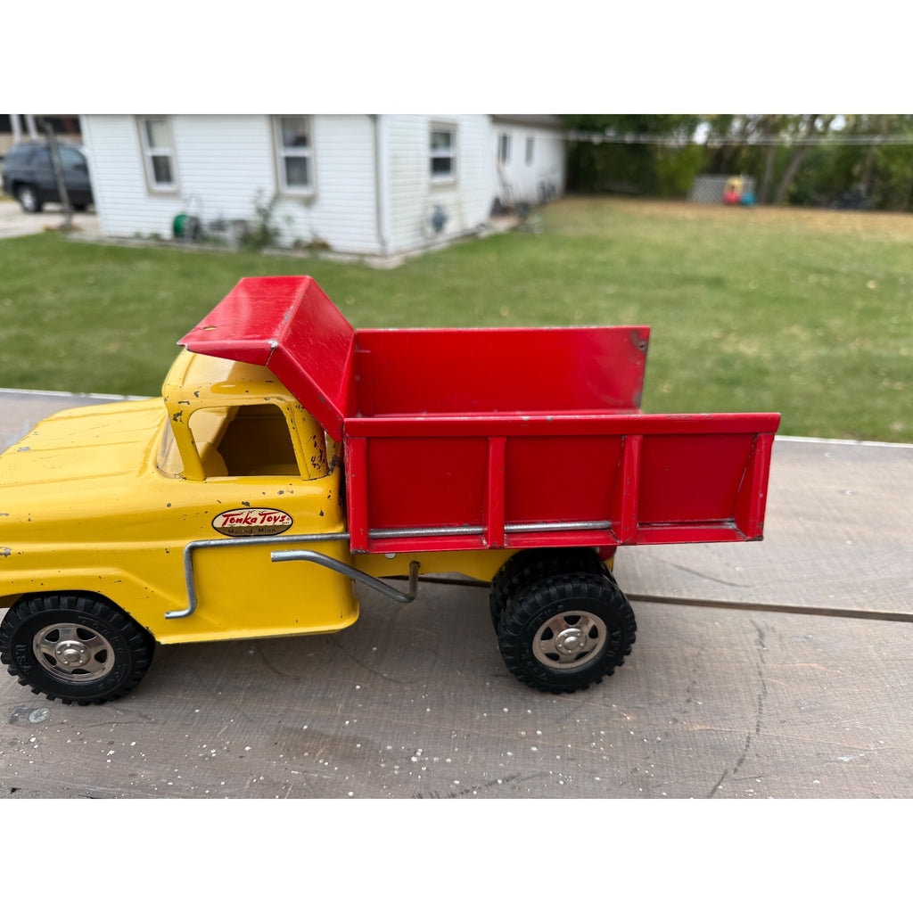 Vintage Tonka Dump Truck Yellow & Red Pressed Steel Toy