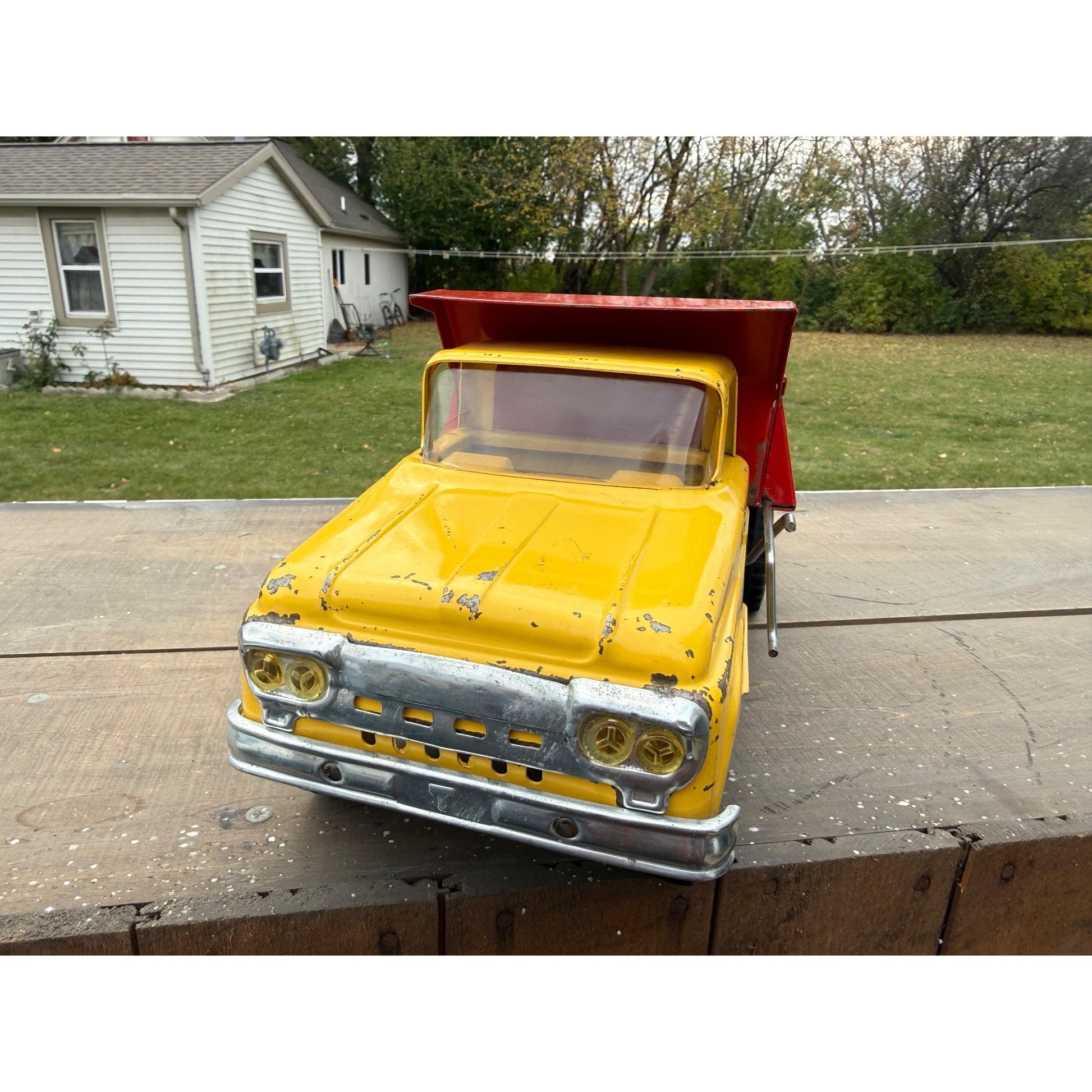 Vintage Tonka Dump Truck Yellow & Red Pressed Steel Toy