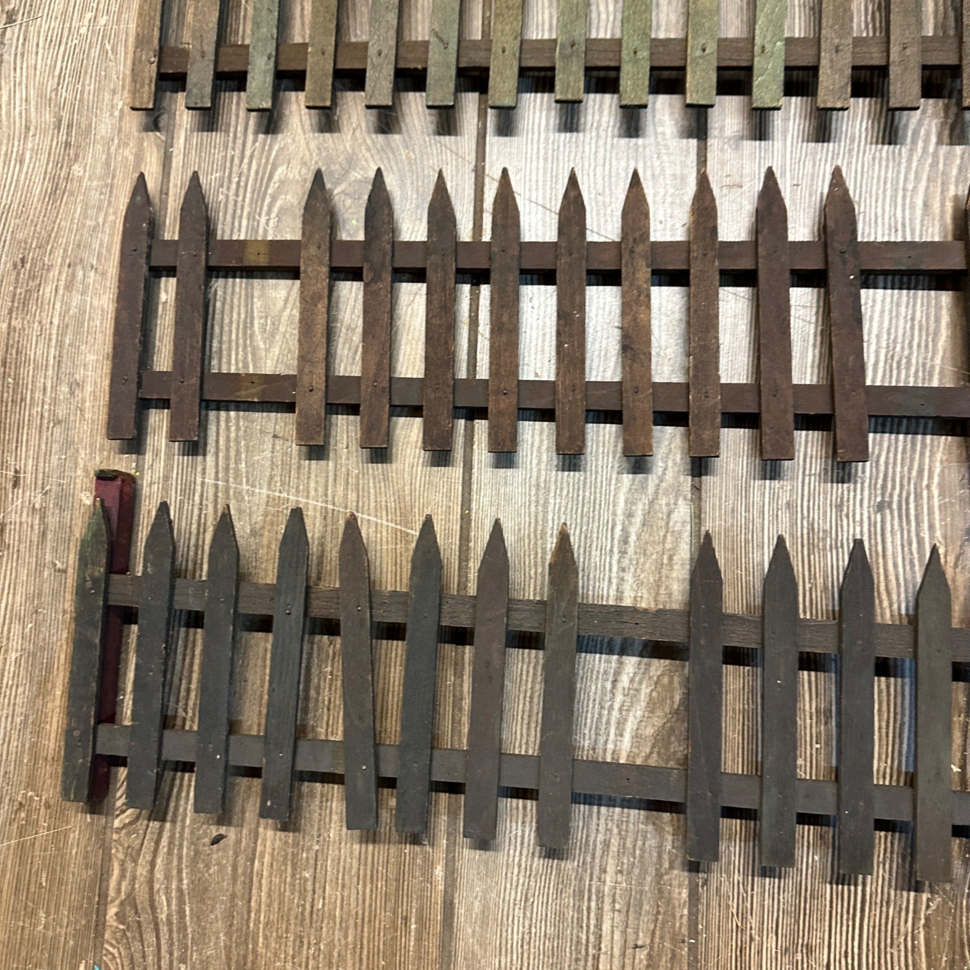 Antique Vintage 1900s Christmas Feather Tree Wooden Fence Fencing