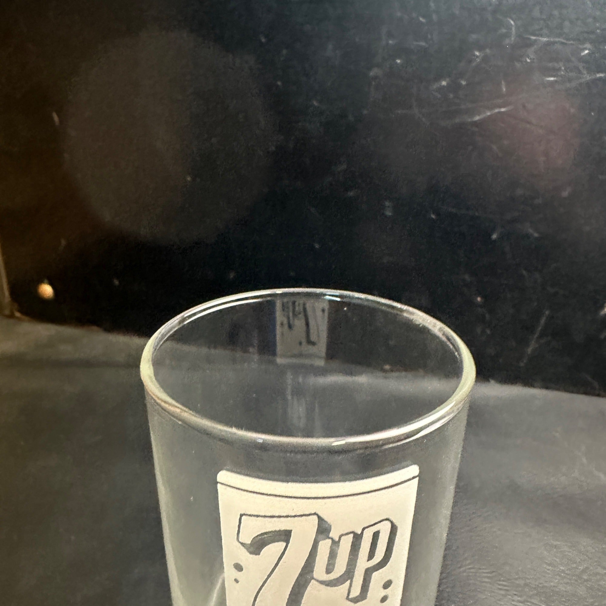 Vintage 7up Measure Dots White ACL Soda Fountain Glass Drinking Cup