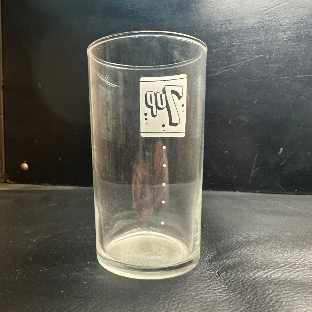 Vintage 7up Measure Dots White ACL Soda Fountain Glass Drinking Cup