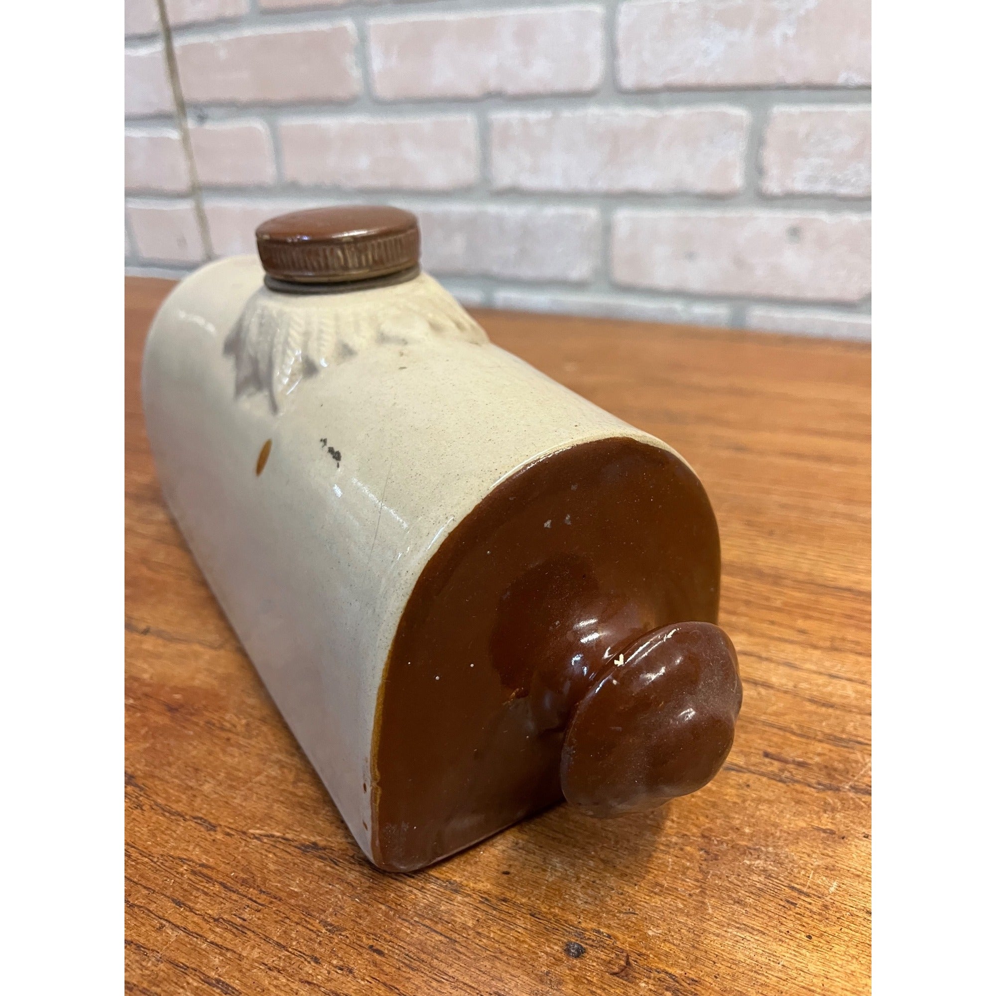 Antique Primitive Bourne Denby Derby Stoneware Bed Foot Warmer Crock Farmhouse